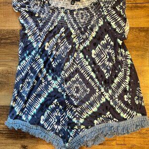 Navy blue w/ fringe soft shirt